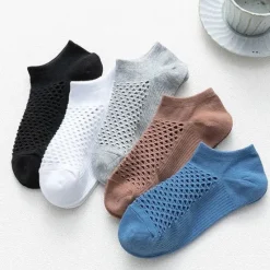 Online OUKU Men's 10 Pairs Ankle Socks No Show Socks Black White Color Plain Casual Daily Basic Thin Summer Spring Fall Cool Breathable
