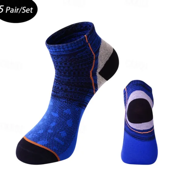 Online OUKU Men's 5 Pairs Ankle Socks Sneaker Socks Low Cut Socks Blue Light Grey Color Color Block Sports & Outdoor Casual Daily Medium Summer Stylish Classic