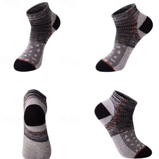 Online OUKU Men's 5 Pairs Ankle Socks Sneaker Socks Low Cut Socks Blue Light Grey Color Color Block Sports & Outdoor Casual Daily Medium Summer Stylish Classic