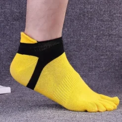 Outlet OUKU Men's 3 Pairs Ankle Socks Sport Socks / Athletic Socks Toe Socks Low Cut Socks Black Yellow Color Color Block Daily Wear Vacation Weekend Patchwork Medium Summer Spring & Fall Stylish Casual