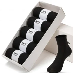 Best OUKU Men's 5 Pairs Black White Color Solid / Plain Color Office Casual Daily Spring Fall All Seasons Casual Socks Business