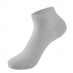 Outlet OUKU Men's 3 Pairs Crew Socks Low Cut Socks Black Light Grey Color Plain Casual Daily Basic Medium Summer Spring Fall Breathable