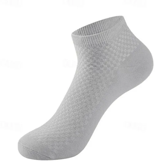 Outlet OUKU Men's 3 Pairs Crew Socks Low Cut Socks Black Light Grey Color Plain Casual Daily Basic Medium Summer Spring Fall Breathable
