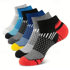 Discount OUKU Men's 6 Pairs Multi Packs Socks Running Socks Casual Socks Black White Color Geometic Sports & Outdoor Daily Vacation Basic Medium Spring Fall Fashion Casual
