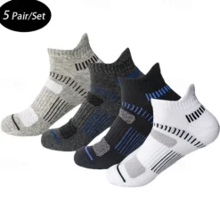 Online OUKU Men's 5 Pairs Multi Packs Socks Running Socks Casual Socks Black White Color Stripes Vacation Sports & Outdoor Daily Basic Medium Spring Fall Fashion Casual