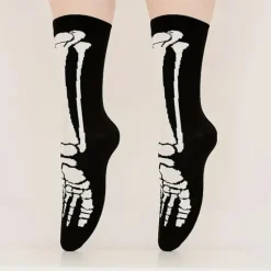 Clearance OUKU Men's 5 Pairs Multi Packs Socks Crew Socks Casual Socks Color Halloween Skulls Sports & Outdoor Daily Vacation Basic Medium Fall & Winter Fashion Casual Black