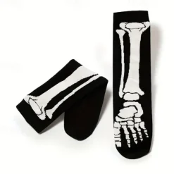 Clearance OUKU Men's 5 Pairs Multi Packs Socks Crew Socks Casual Socks Color Halloween Skulls Sports & Outdoor Daily Vacation Basic Medium Fall & Winter Fashion Casual Black