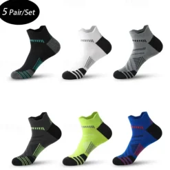 New OUKU Men's 5 Pairs Multi Packs Socks Running Socks Casual Socks Black White Color Color Block Sports & Outdoor Daily Vacation Basic Thin Summer Spring Fashion Casual