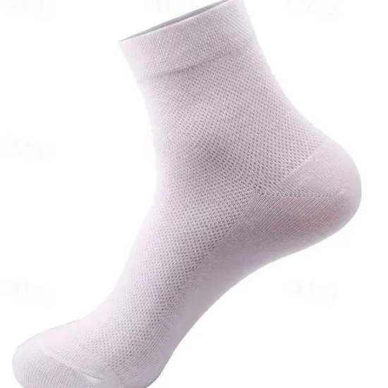 OUKU Men's 5 Pairs Multi Packs Socks Running Socks Casual Socks Black White Color Plain Vacation Sports & Outdoor Daily Basic Medium Spring Fall Fashion Casual