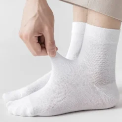 OUKU Men's 5 Pairs Multi Packs Socks Running Socks Casual Socks Black White Color Plain Vacation Sports & Outdoor Daily Basic Medium Spring Fall Fashion Casual