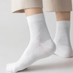 OUKU Men's 5 Pairs Multi Packs Socks Running Socks Casual Socks Black White Color Plain Vacation Sports & Outdoor Daily Basic Medium Spring Fall Fashion Casual