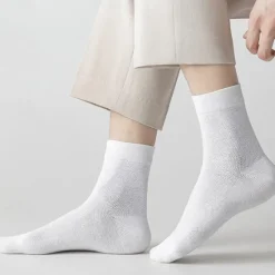 OUKU Men's 5 Pairs Multi Packs Socks Running Socks Casual Socks Black White Color Plain Vacation Sports & Outdoor Daily Basic Medium Spring Fall Fashion Casual