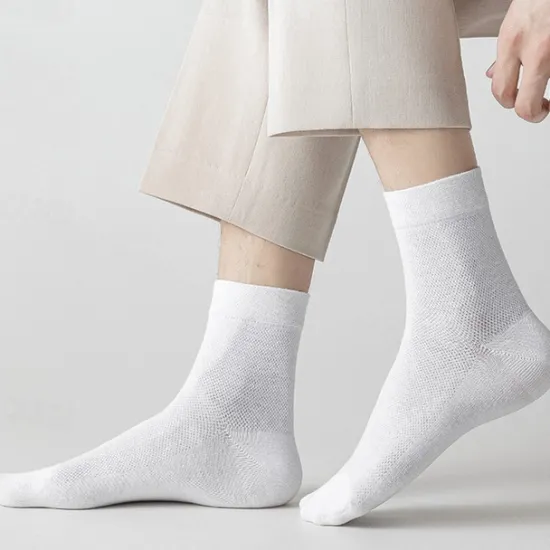 OUKU Men's 5 Pairs Multi Packs Socks Running Socks Casual Socks Black White Color Plain Vacation Sports & Outdoor Daily Basic Medium Spring Fall Fashion Casual