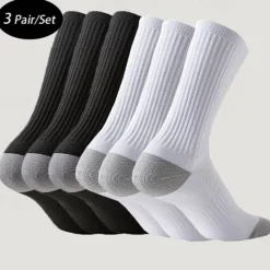 New OUKU Men's 3 Pairs Multi Packs Socks Running Socks Long Socks White+White+Black Black Color Color Block Sports & Outdoor Daily Vacation Basic Medium Spring Fall Fashion Casual