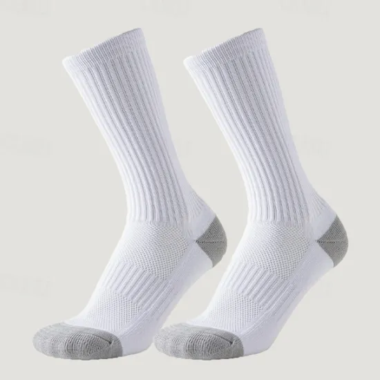 New OUKU Men's 3 Pairs Multi Packs Socks Running Socks Long Socks White+White+Black Black Color Color Block Sports & Outdoor Daily Vacation Basic Medium Spring Fall Fashion Casual