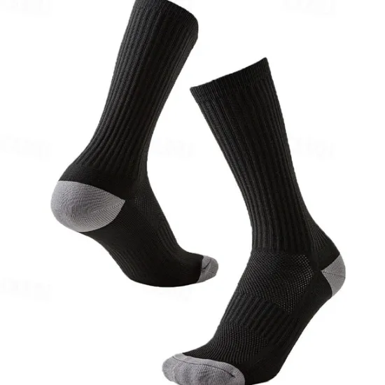New OUKU Men's 3 Pairs Multi Packs Socks Running Socks Long Socks White+White+Black Black Color Color Block Sports & Outdoor Daily Vacation Basic Medium Spring Fall Fashion Casual