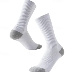 New OUKU Men's 3 Pairs Multi Packs Socks Running Socks Long Socks White+White+Black Black Color Color Block Sports & Outdoor Daily Vacation Basic Medium Spring Fall Fashion Casual