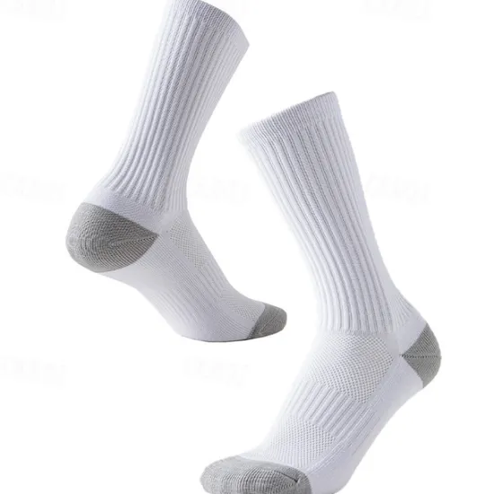 New OUKU Men's 3 Pairs Multi Packs Socks Running Socks Long Socks White+White+Black Black Color Color Block Sports & Outdoor Daily Vacation Basic Medium Spring Fall Fashion Casual