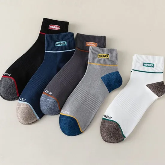 New OUKU Men's 5 Pairs Multi Packs Socks Running Socks Casual Socks Black White Color Color Block Vacation Sports & Outdoor Daily Basic Medium Spring Fall Fashion Casual