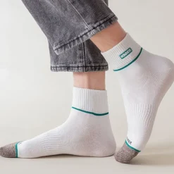 New OUKU Men's 5 Pairs Multi Packs Socks Running Socks Casual Socks Black White Color Color Block Vacation Sports & Outdoor Daily Basic Medium Spring Fall Fashion Casual