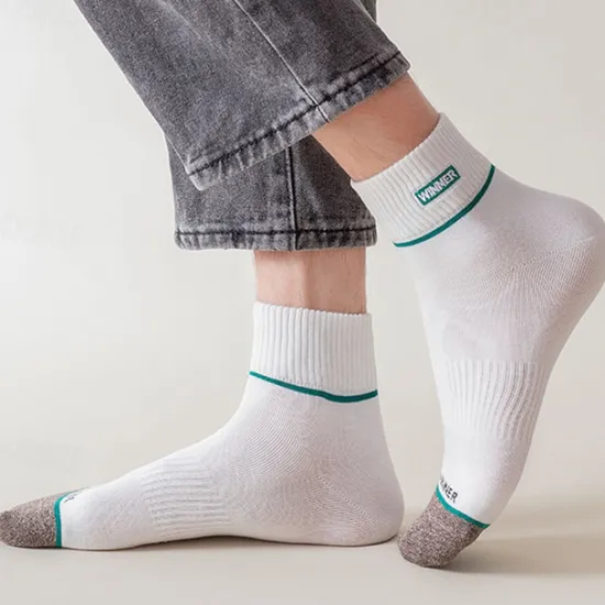 New OUKU Men's 5 Pairs Multi Packs Socks Running Socks Casual Socks Black White Color Color Block Vacation Sports & Outdoor Daily Basic Medium Spring Fall Fashion Casual