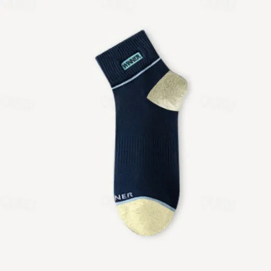 New OUKU Men's 5 Pairs Multi Packs Socks Running Socks Casual Socks Black White Color Color Block Vacation Sports & Outdoor Daily Basic Medium Spring Fall Fashion Casual