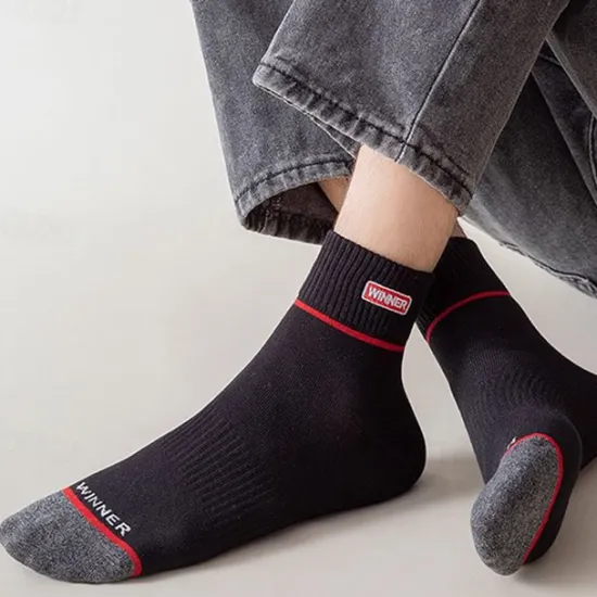 New OUKU Men's 5 Pairs Multi Packs Socks Running Socks Casual Socks Black White Color Color Block Vacation Sports & Outdoor Daily Basic Medium Spring Fall Fashion Casual
