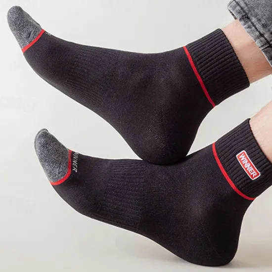 New OUKU Men's 5 Pairs Multi Packs Socks Running Socks Casual Socks Black White Color Color Block Vacation Sports & Outdoor Daily Basic Medium Spring Fall Fashion Casual