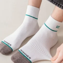 New OUKU Men's 5 Pairs Multi Packs Socks Running Socks Casual Socks Black White Color Color Block Vacation Sports & Outdoor Daily Basic Medium Spring Fall Fashion Casual