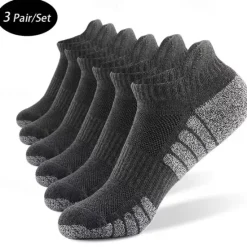 Online OUKU Men's 3 Pairs Multi Packs Socks Running Socks Casual Socks Black+White+Gray Black Color Color Block Vacation Sports & Outdoor Daily Basic Medium Fall Winter Fashion Casual
