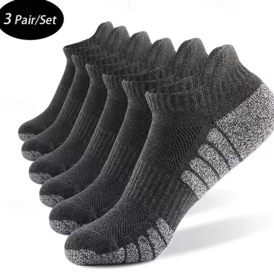 Online OUKU Men's 3 Pairs Multi Packs Socks Running Socks Casual Socks Black+White+Gray Black Color Color Block Vacation Sports & Outdoor Daily Basic Medium Fall Winter Fashion Casual