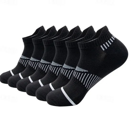 New OUKU Men's 6 Pairs Multi Packs Socks Running Socks Casual Socks Black White Color Striped Vacation Sports & Outdoor Daily Basic Medium Spring Fall Fashion Casual