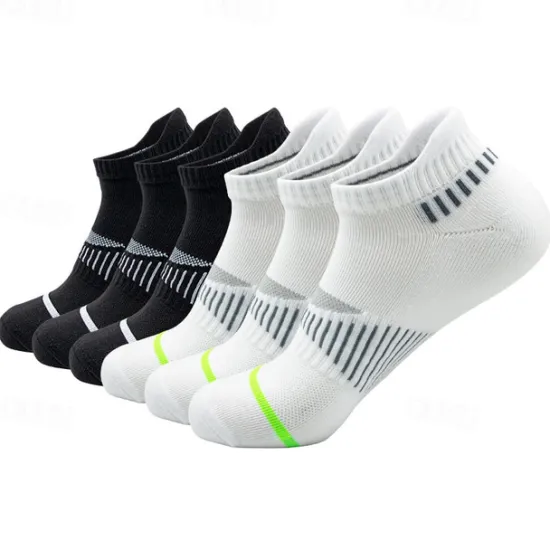 New OUKU Men's 6 Pairs Multi Packs Socks Running Socks Casual Socks Black White Color Striped Vacation Sports & Outdoor Daily Basic Medium Spring Fall Fashion Casual