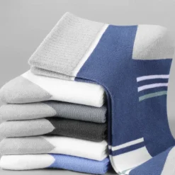 Clearance OUKU Men's 5 Pairs Multi Packs Socks Running Socks Casual Socks Color Color Block Striped Sports & Outdoor Daily Vacation Basic Medium Spring Fall Fashion Casual Rainbow