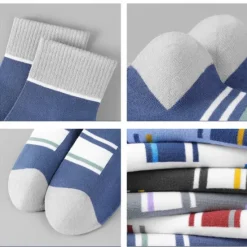 Clearance OUKU Men's 5 Pairs Multi Packs Socks Running Socks Casual Socks Color Color Block Striped Sports & Outdoor Daily Vacation Basic Medium Spring Fall Fashion Casual Rainbow