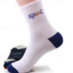 New OUKU Men's 4 Pairs Multi Packs Socks Crew Socks Running Socks Casual Socks Black White Color Color Block Plain Vacation Sports & Outdoor Daily Basic Medium Spring Fall Fashion Casual