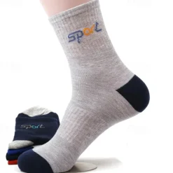 New OUKU Men's 4 Pairs Multi Packs Socks Crew Socks Running Socks Casual Socks Black White Color Color Block Plain Vacation Sports & Outdoor Daily Basic Medium Spring Fall Fashion Casual