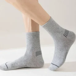 Online OUKU Men's 5 Pairs Multi Packs Socks Running Socks Casual Socks Black White Color Stripes Vacation Sports & Outdoor Daily Basic Medium Spring Fall Fashion Casual