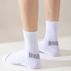 Online OUKU Men's 5 Pairs Multi Packs Socks Running Socks Casual Socks Black White Color Stripes Vacation Sports & Outdoor Daily Basic Medium Spring Fall Fashion Casual