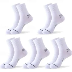 Online OUKU Men's 5 Pairs Multi Packs Socks Running Socks Casual Socks Black White Color Stripes Vacation Sports & Outdoor Daily Basic Medium Spring Fall Fashion Casual