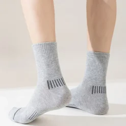 Online OUKU Men's 5 Pairs Multi Packs Socks Running Socks Casual Socks Black White Color Stripes Vacation Sports & Outdoor Daily Basic Medium Spring Fall Fashion Casual