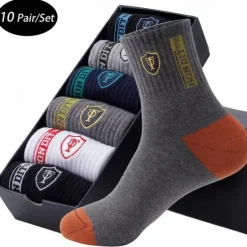 Outlet OUKU Men's 10 Pairs Multi Packs Socks Crew Socks Running Socks Casual Socks Color Color Block Sports & Outdoor Daily Vacation Basic Medium Spring Fall Fashion Casual Rainbow