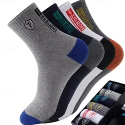Outlet OUKU Men's 10 Pairs Multi Packs Socks Crew Socks Running Socks Casual Socks Color Color Block Sports & Outdoor Daily Vacation Basic Medium Spring Fall Fashion Casual Rainbow