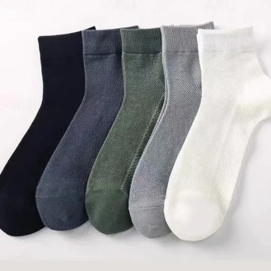 Hot OUKU Men's 5 Pairs Multi Packs Socks Running Socks Casual Socks Black White Color Plain Sports & Outdoor Daily Vacation Basic Medium Spring Fall Fashion Casual
