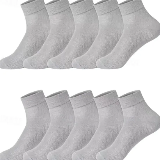 Hot OUKU Men's 5 Pairs Multi Packs Socks Running Socks Casual Socks Black White Color Plain Sports & Outdoor Daily Vacation Basic Medium Spring Fall Fashion Casual