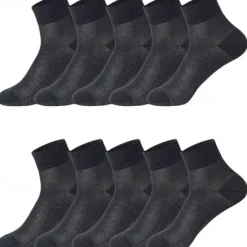 Hot OUKU Men's 5 Pairs Multi Packs Socks Running Socks Casual Socks Black White Color Plain Sports & Outdoor Daily Vacation Basic Medium Spring Fall Fashion Casual