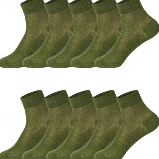 Hot OUKU Men's 5 Pairs Multi Packs Socks Running Socks Casual Socks Black White Color Plain Sports & Outdoor Daily Vacation Basic Medium Spring Fall Fashion Casual