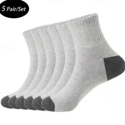 Outlet OUKU Men's 5 Pairs Multi Packs Socks Running Socks Casual Socks Black Color Color Block Sports & Outdoor Daily Vacation Basic Medium Spring Fall Fashion Casual White