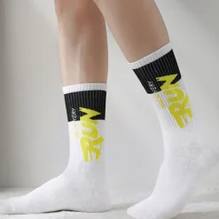 Sale OUKU Men's 5 Pairs Multi Packs Socks Crew Socks Running Socks Casual Socks Black White Color Color Block Letter Vacation Sports & Outdoor Daily Basic Medium Spring Fall Fashion Casual