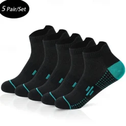 New OUKU Men's 5 Pairs Multi Packs Socks Running Socks Casual Socks Black White Color Polka Dot Vacation Sports & Outdoor Daily Basic Medium Spring Fall Fashion Casual